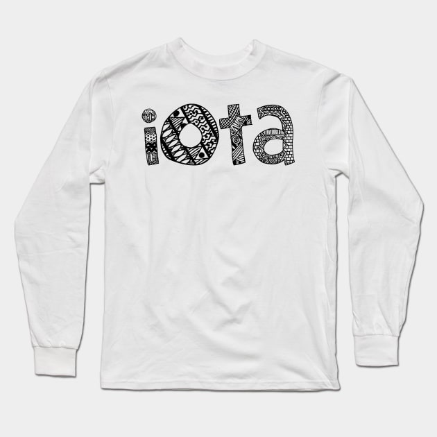 Iota Letter Doodle Pattern Long Sleeve T-Shirt by Rosemogo